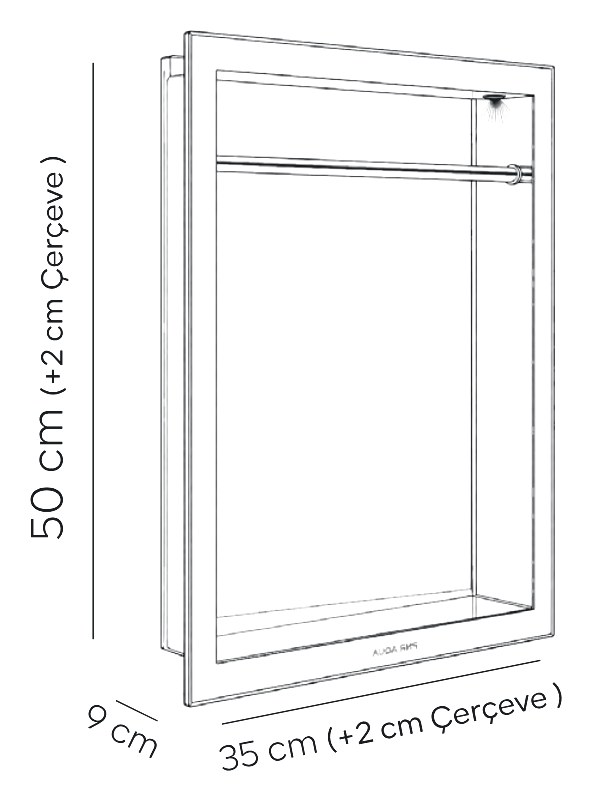 Brando teknik çizimi ve ölçüleri (35 × 50 × 9 cm (+2 cm çerçeve))