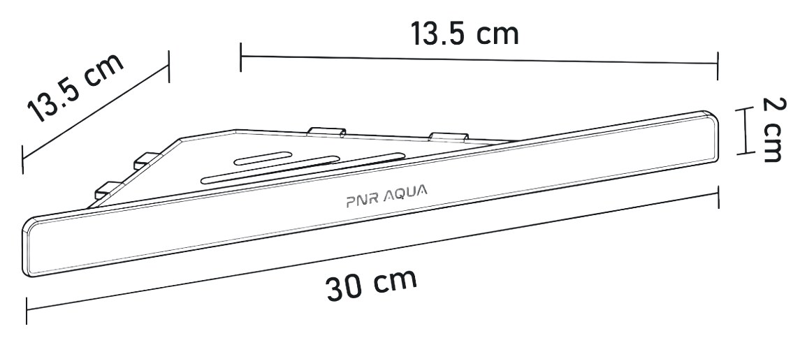 NB 010 teknik çizimi ve ölçüleri (30 × 2 × 13,5 cm)